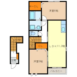 グランシャリオII【2階】の間取り