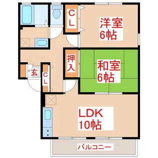 ハイカムールCasa B棟【2階】の間取り