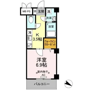 グリーンフィールド【6階】の間取り