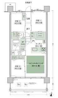 シティテラス上杉【5階】の間取り