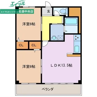 ロイヤルヒルズ美旗【4階】の間取り
