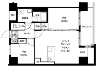 レジディア西新【14階】の間取り