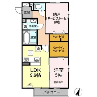 ラクト鶴江【1階】の間取り