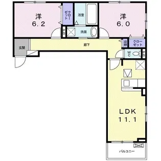 クレシア菱木【1階】の間取り