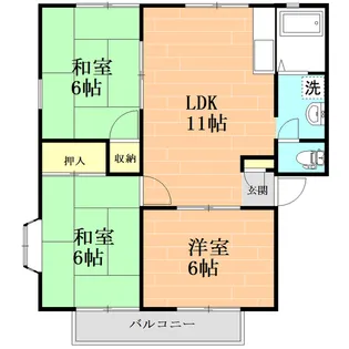 サニーパレスニシダA・B【1階】の間取り