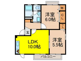 角谷ハイツC棟【2階】の間取り