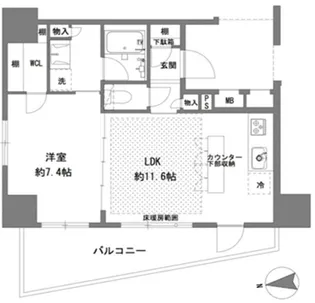 1LDKの間取り画像