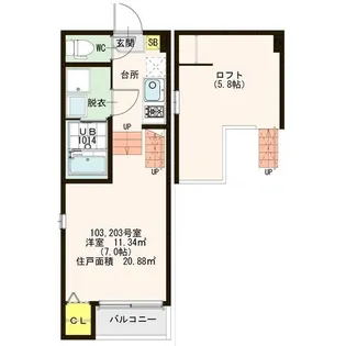 京都府京都市山科区大宅関生町【アパート】の間取り