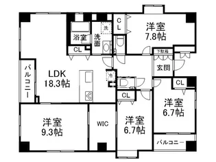 プリオーレ京都三条高倉【3階】の間取り