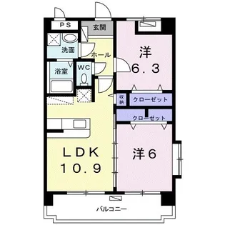 2LDKの間取り画像