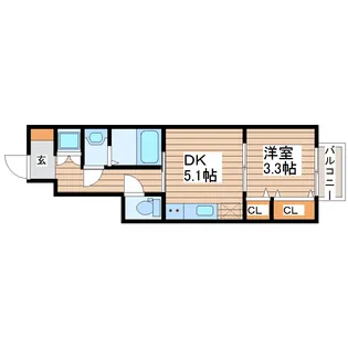 フラクタス愛宕橋【1階】の間取り