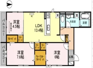 ラポール北三国ヶ丘【3階】の間取り