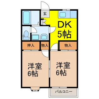コーポインビットパートI II【2階】の間取り
