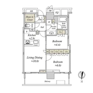 ザ・パークハウス晴海タワーズティアロレジデンス【23階】の間取り