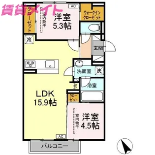 パルミエ I【2階】の間取り