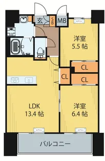 シェルグランデ広瀬橋【14階】の間取り