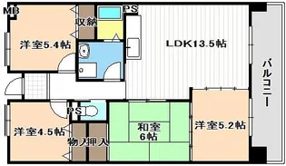 第3グランドハイツ服部【4階】の間取り