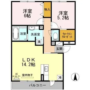 グレイシャスコートA【3階】の間取り