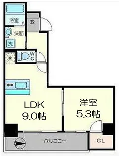 グランデージ難波南【4階】の間取り
