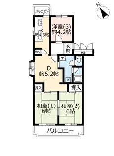 UR谷津パークタウン壱番街【4階】の間取り