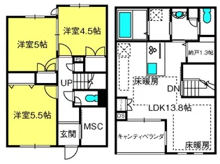 カーサ ビアンカ ブルー【2階】の間取り