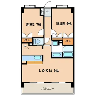 レフィナード今宿【1階】の間取り