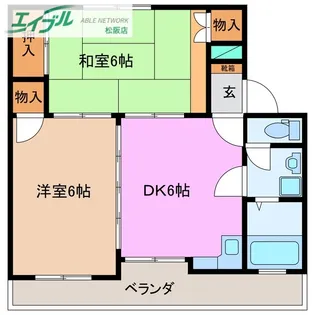 レーベンハイツ中部【3階】の間取り