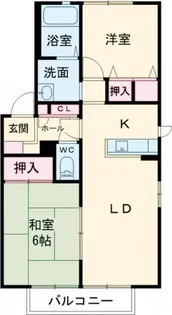 ディアス城原 B【2階】の間取り