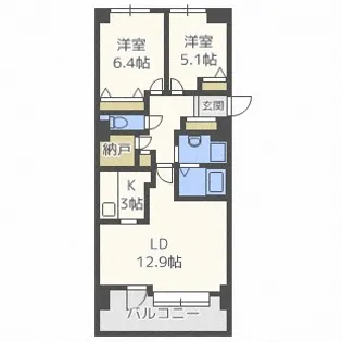オリエンタルコート大友【8階】の間取り
