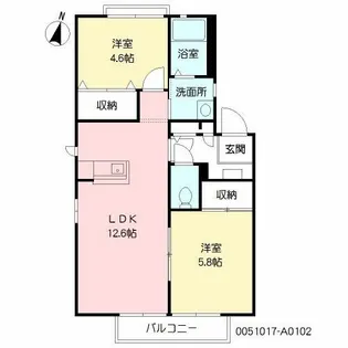 美し浜 A棟【1階】の間取り