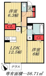 千葉県市川市南八幡2【アパート】の間取り