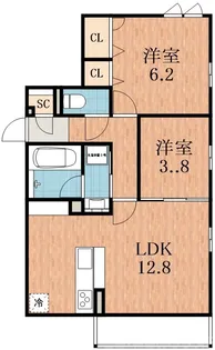 大阪府大阪市東住吉区針中野2【アパート】の間取り