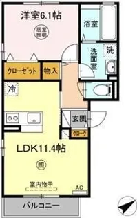 セジュール宮城野【3階】の間取り