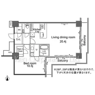 パシフィックロイヤルコートみなとみらいアーバンタワー【28階】の間取り