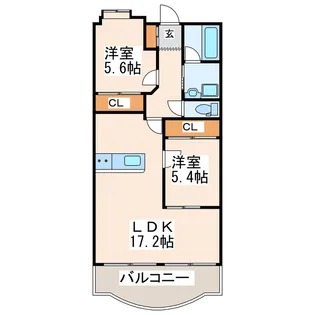 インフィニティ野中【9階】の間取り