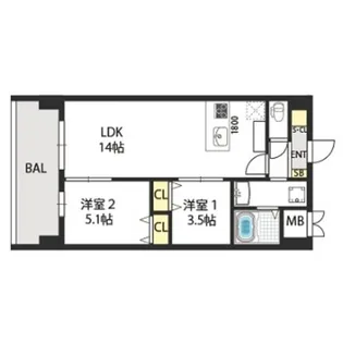 グランマーレ小路駅前【2階】の間取り