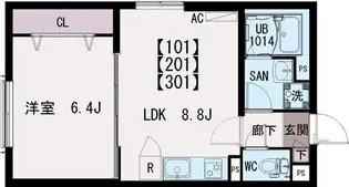 イクシオ東保木間【3階】の間取り