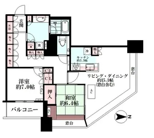 Brilliaタワー東京【15階】の間取り