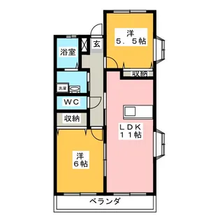 コンフォート宮子【1階】の間取り