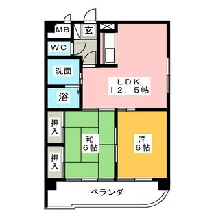 第二日比野ハイツ【4階】の間取り
