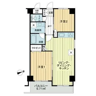 コスモ新小岩サウスコート【2階】の間取り