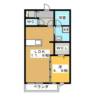 ラシーネ六軒【2階】の間取り