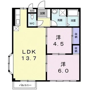 ヴェルメゾン小川【1階】の間取り