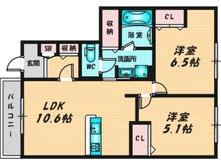 アット横小路【1階】の間取り