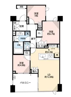 ブランズ二子玉川テラス【2階】の間取り