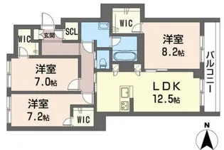 【シャーメゾン】ラッキーエイト1号館【3階】の間取り