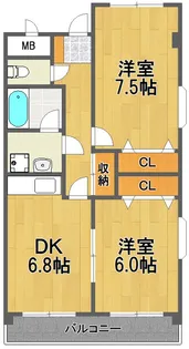 フェリース福生【3階】の間取り