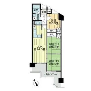 パークハイツ本町A棟【4階】の間取り