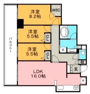 福岡県久留米市中央町【マンション】の間取り