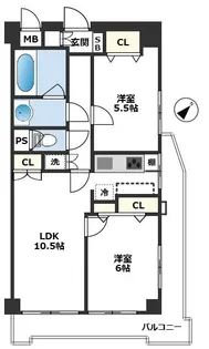 ハイコーポ梅屋敷【6階】の間取り